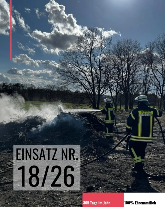 Die Reste von unserem Osterfeuer gaben heute Anlass zur Alarmierung - F1 brennt Unrat.
Unter Einsatz des Schnellangriffs konnte das Feuer schnell unter Kontrolle gebracht werden.