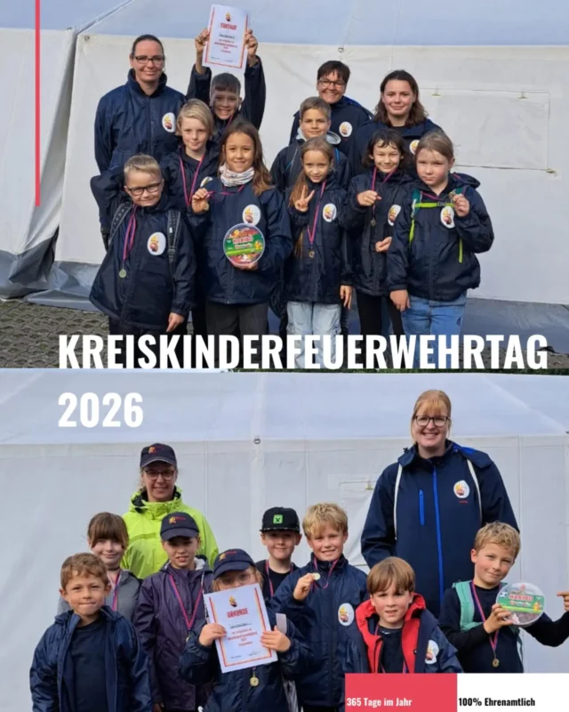 Am vergangenen Samstag, 05.09., nahmen wir mit 2 Gruppen am diesjährigen Kreiskinderfeuerwehrtag teil.
Im Rahmen einer kleinen Fußgängerrallye mussten die Kinder verschiedene Aufgaben bewältigen und ihr Können und ihren Teamgeist bei Minigolf, Memory & Co unter Beweis stellen.
Am Ende bekamen alle eine Medaille verliehen und für die Gruppe gab es jeweils eine Urkunde und etwas zum Naschen.
Ein toller Tag für alle! 😊